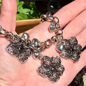 Hearts Roses & Flowers Charm Bracelet!